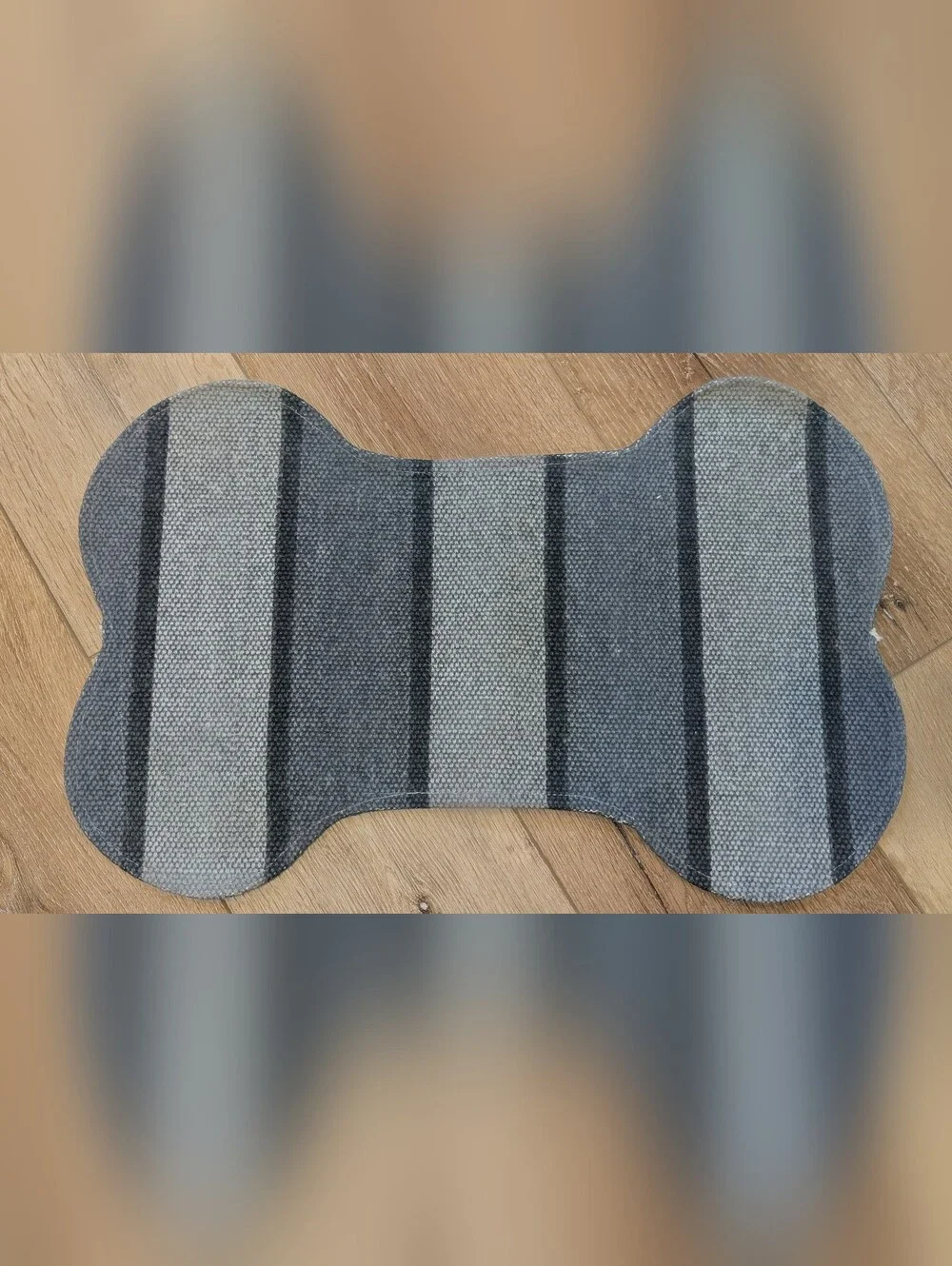 Striped Gray Bone-Shaped Mat